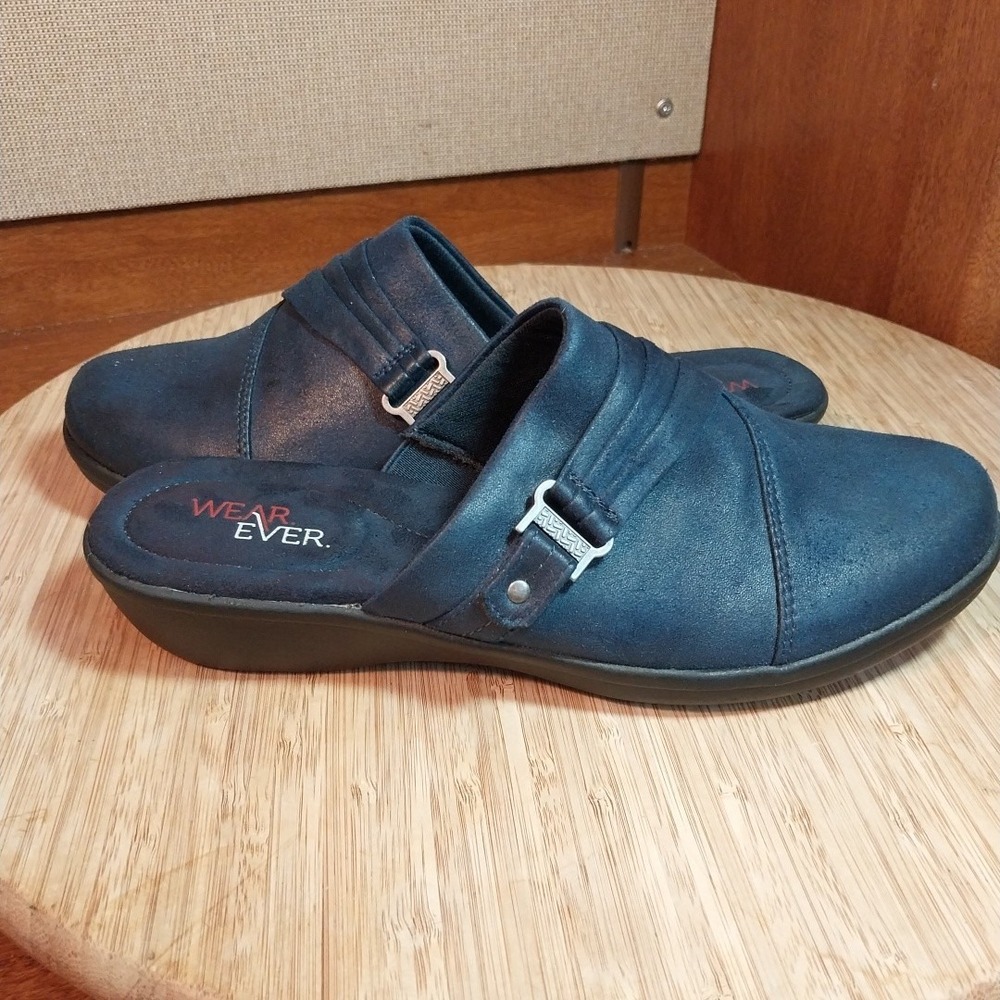 Wear Ever Womens Doriz Navy Blue Comfort Mules Size 8.5M Doleman Slip-On Shoes - Picture 9 of 9